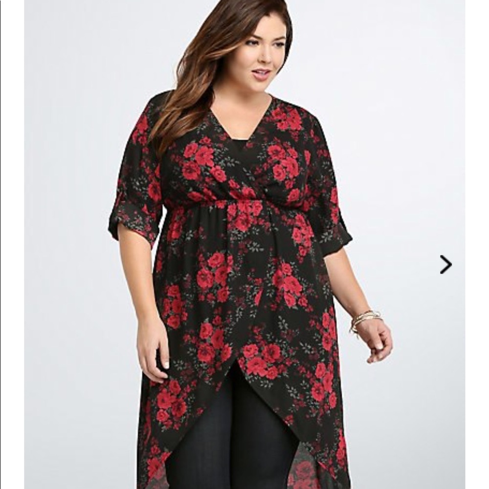 Floral Georgette Surplice Blouse